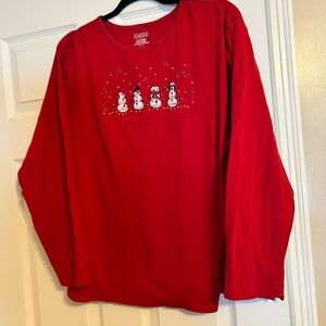 Red Snowman Plus Size Long Sleeve Shirt